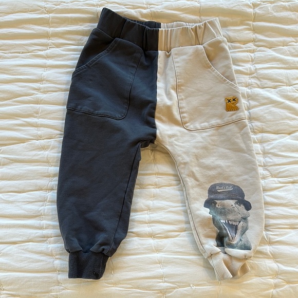 Cream and Black Dinosaur Joggers Comfortable Sweatpants - Picture 6 of 7